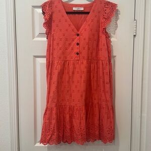 Loft coral eyelet dress